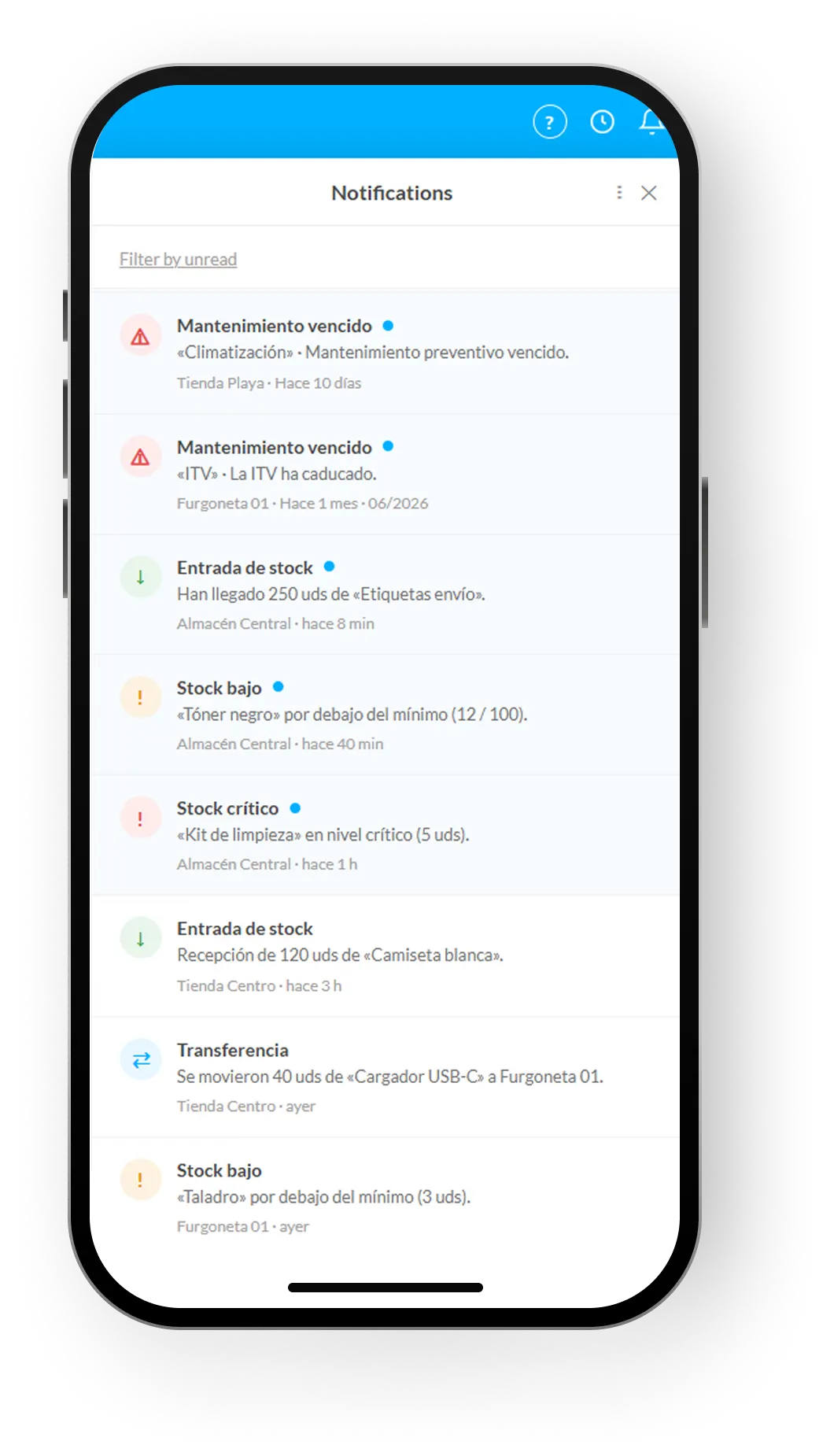 Reposición inteligente y alertas